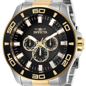 NEW Invicta Pro Diver 50MM Black Dial Quartz Two-Tone SS Bracelet Watch